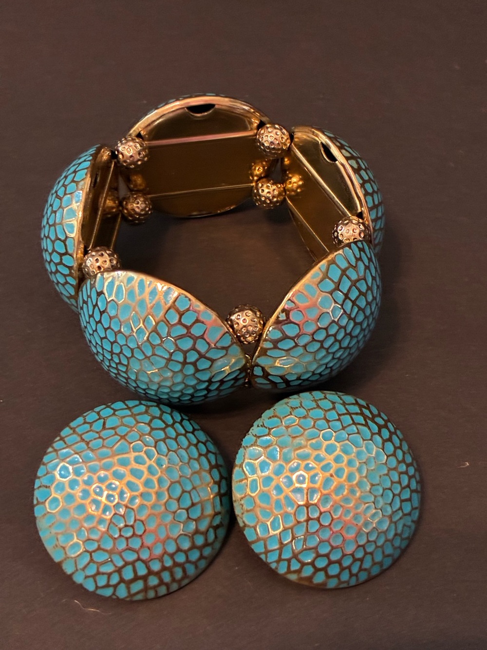 Blue Retro Bracelet & Earrings set